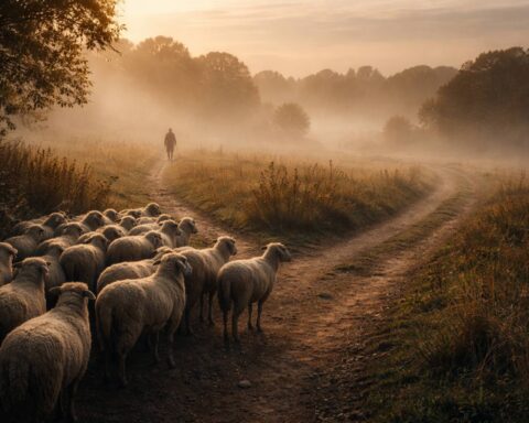 Sheep at a crossroads.