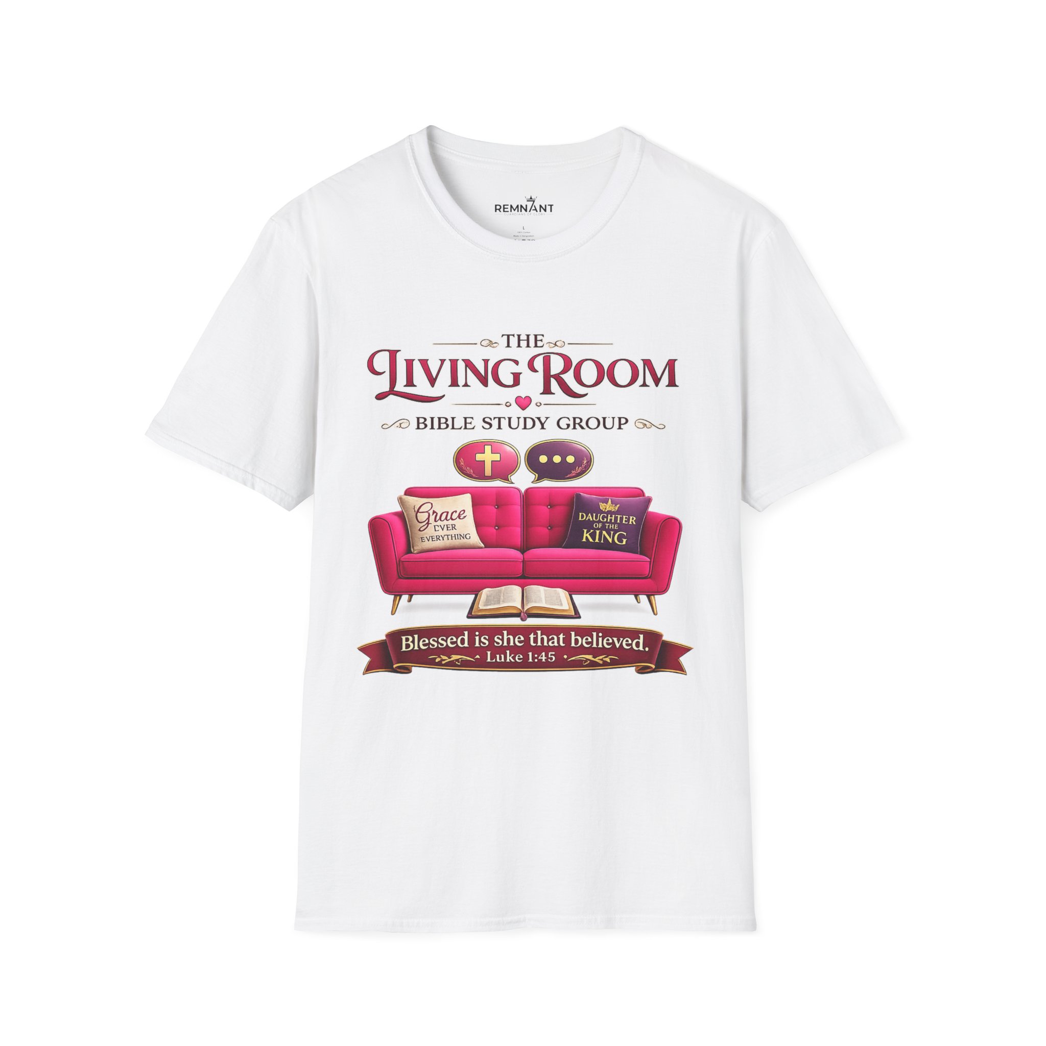 SHE BELIEVED - Living Room Bible Study Group T-Shirt - Image 3