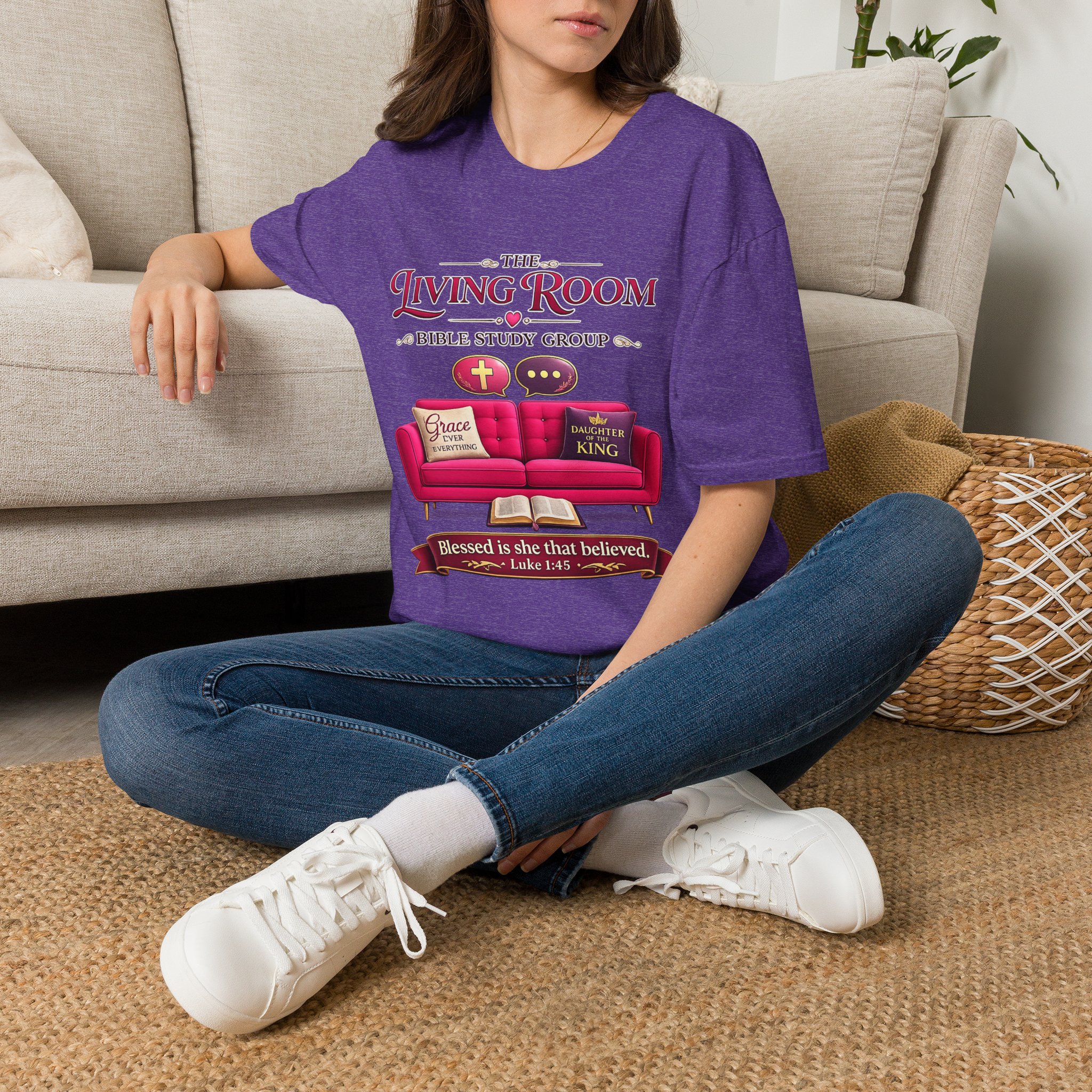 SHE BELIEVED - Living Room Bible Study Group T-Shirt - Image 67