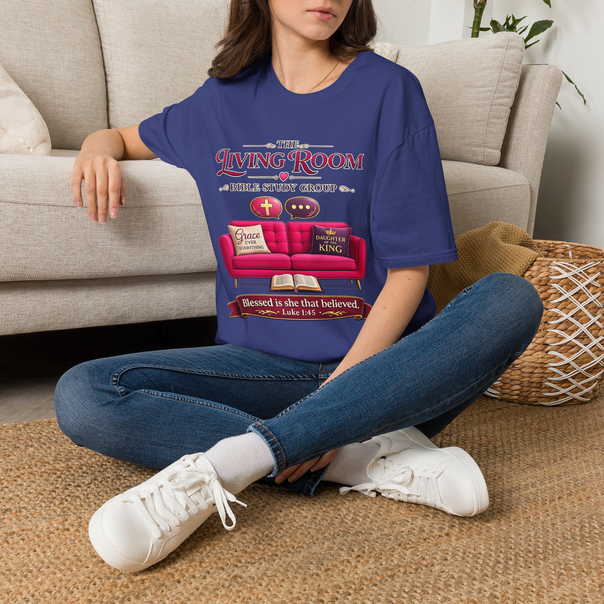 SHE BELIEVED - Living Room Bible Study Group T-Shirt - Image 56