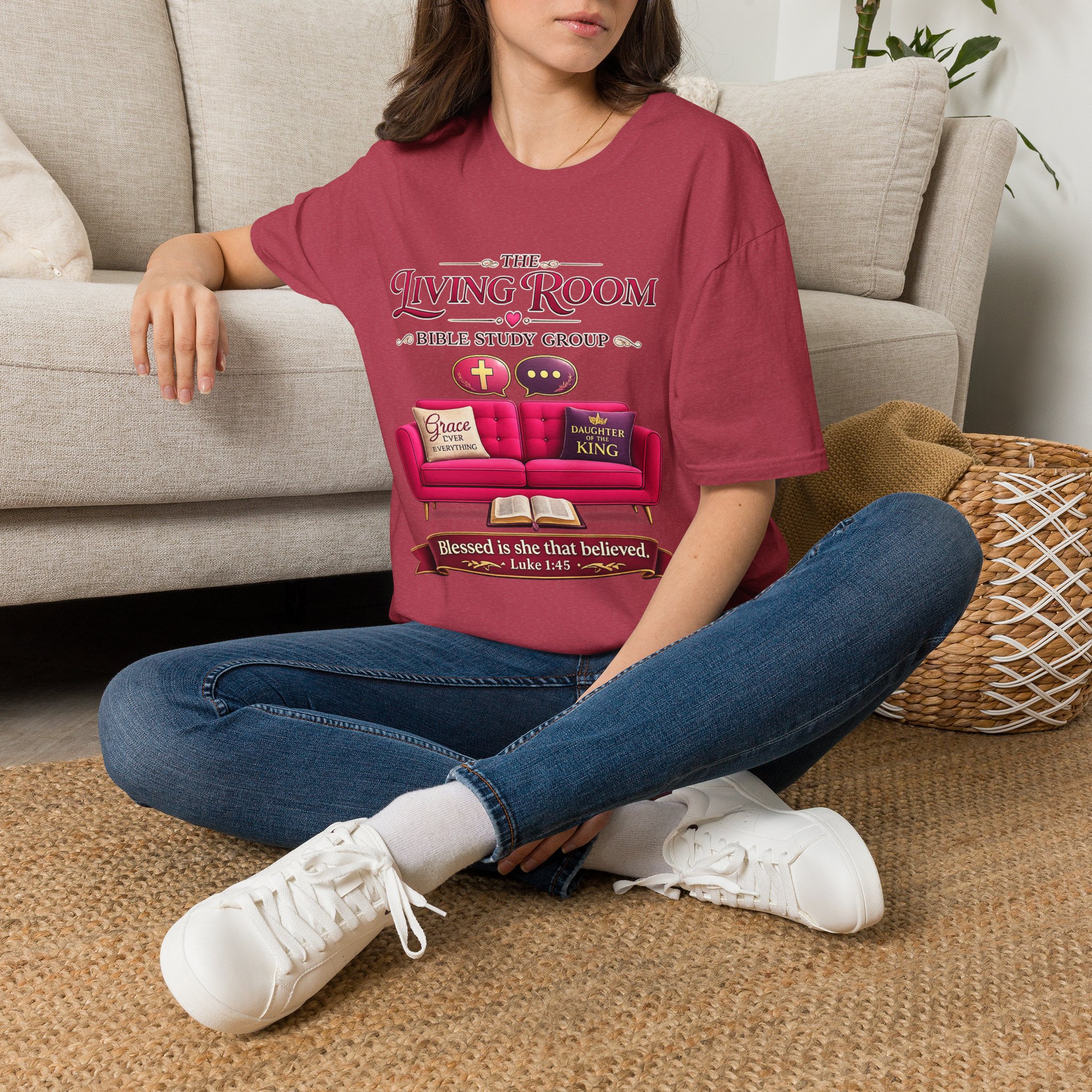 SHE BELIEVED - Living Room Bible Study Group T-Shirt - Image 97