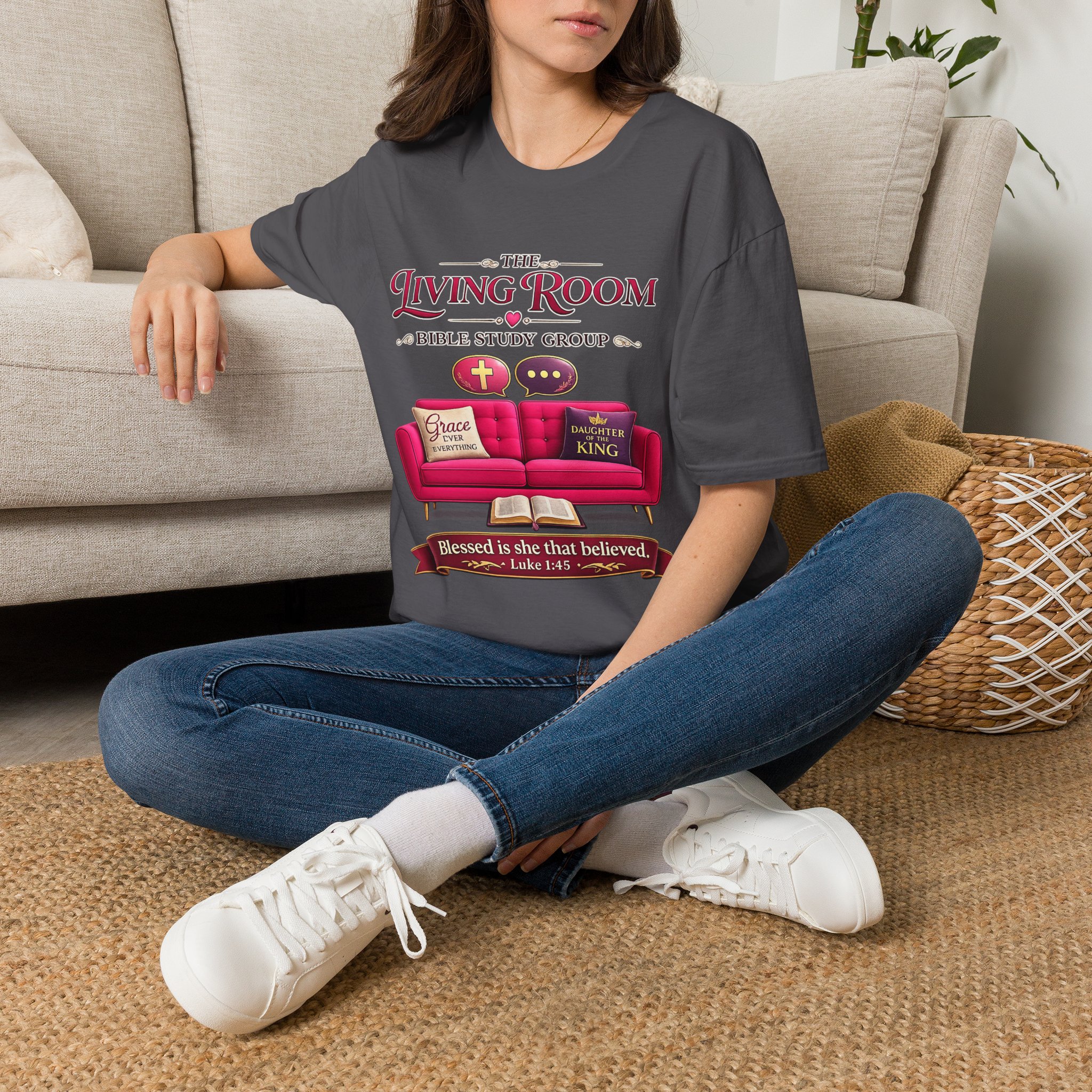 SHE BELIEVED - Living Room Bible Study Group T-Shirt - Image 52
