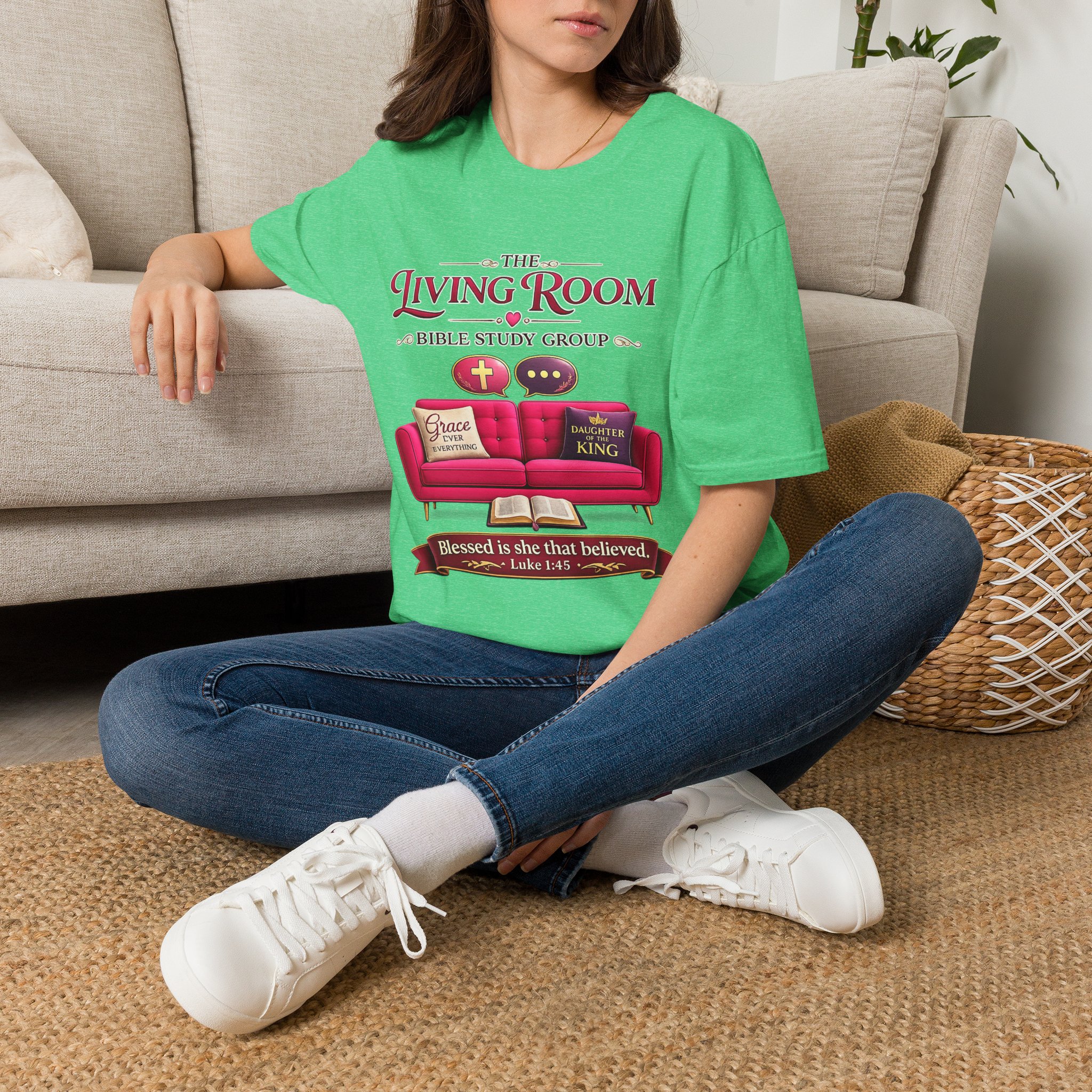 SHE BELIEVED - Living Room Bible Study Group T-Shirt - Image 41
