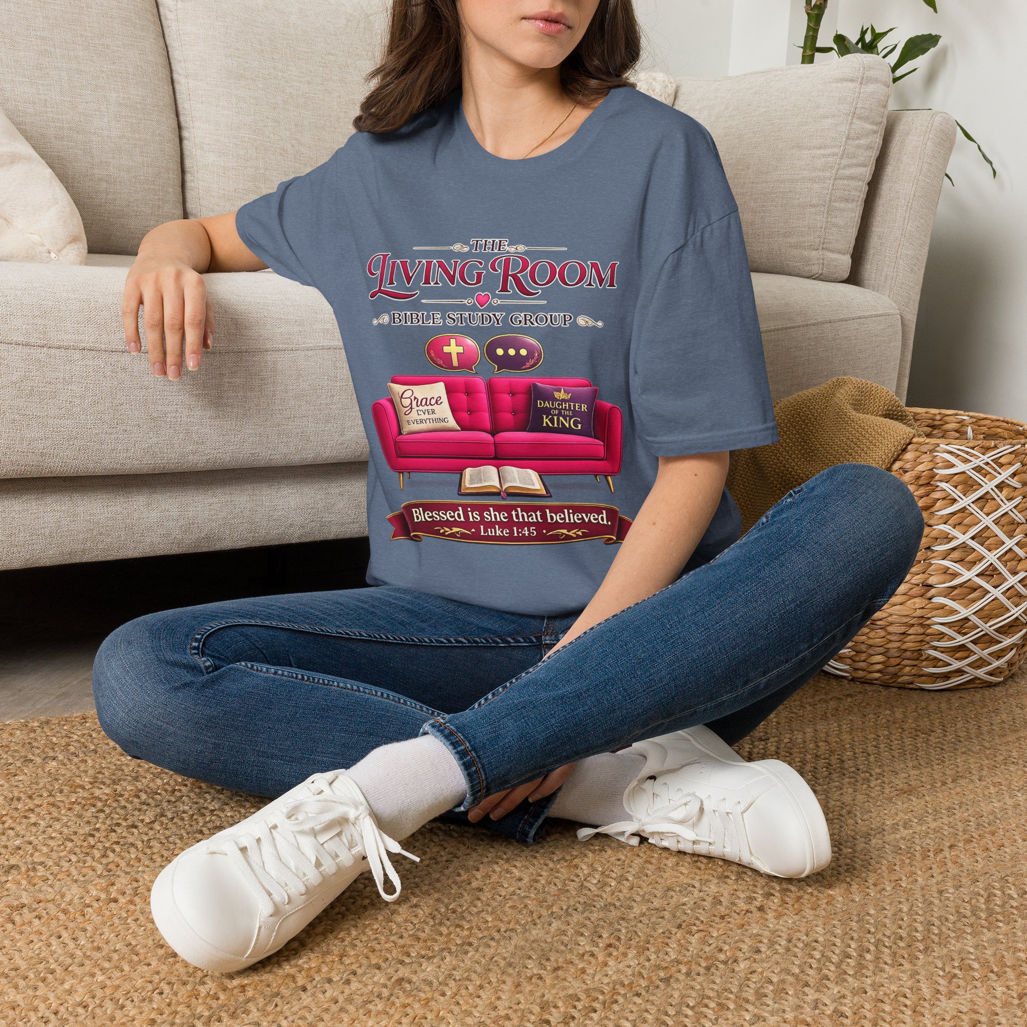 SHE BELIEVED - Living Room Bible Study Group T-Shirt - Image 49