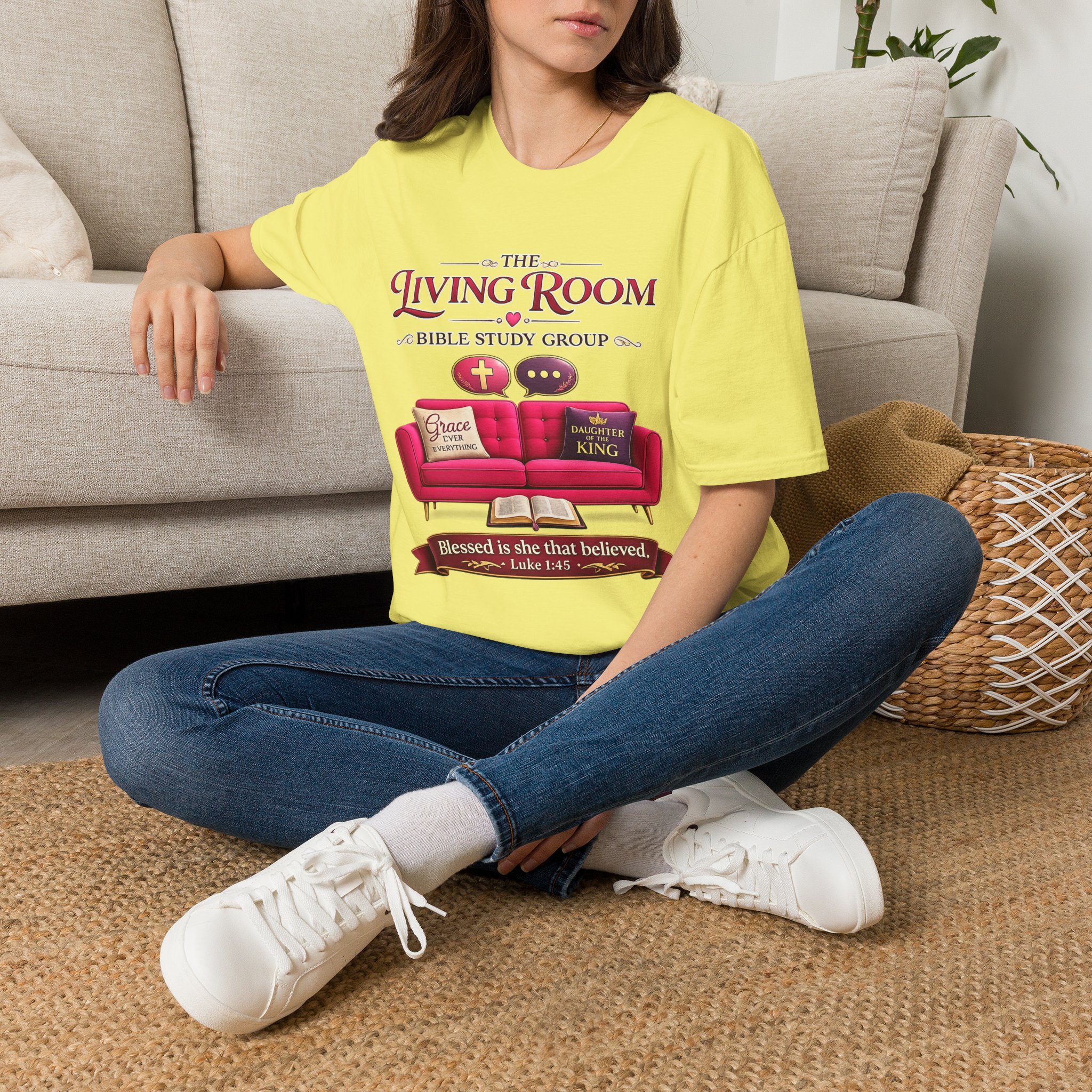 SHE BELIEVED - Living Room Bible Study Group T-Shirt - Image 21