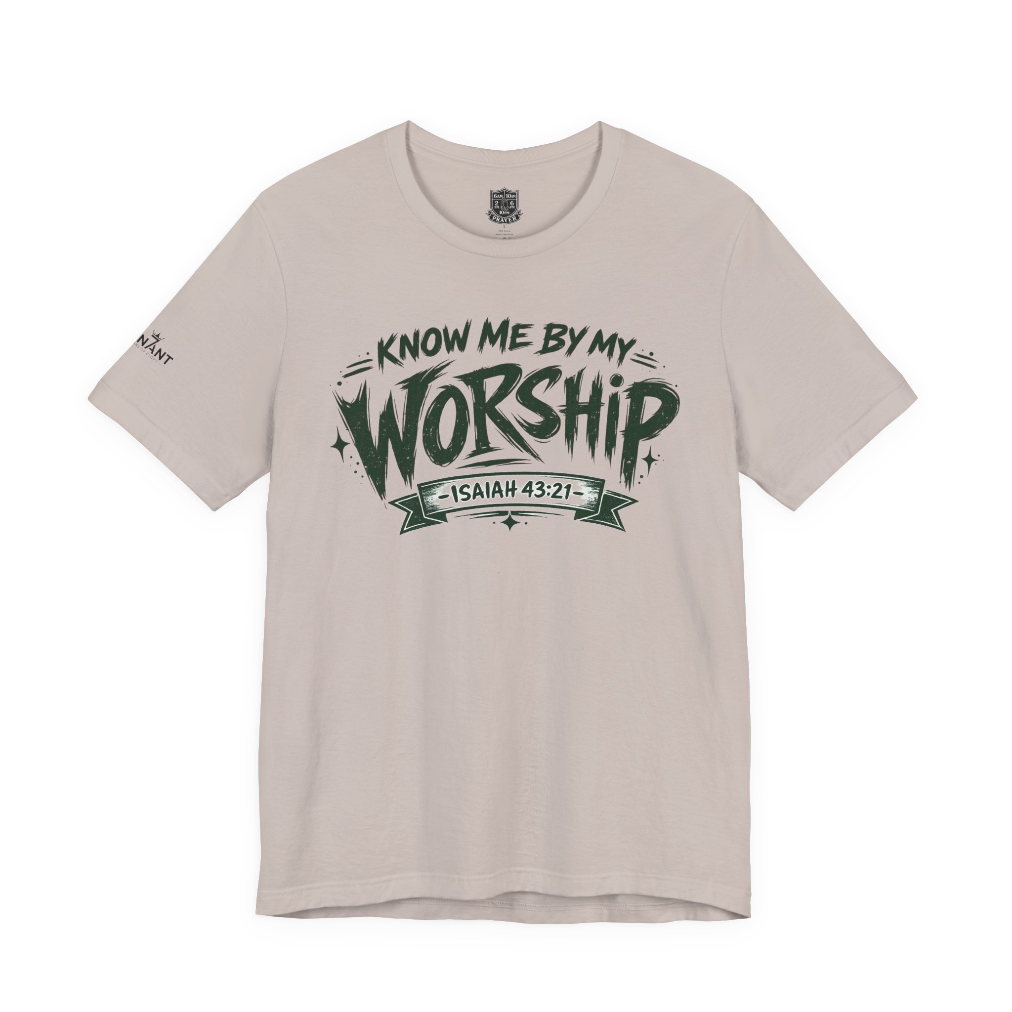CUSTOM GREEN LETTERING Know Me By My Worship T-Shirt — Isaiah 43:2 Christian Tee - Image 4