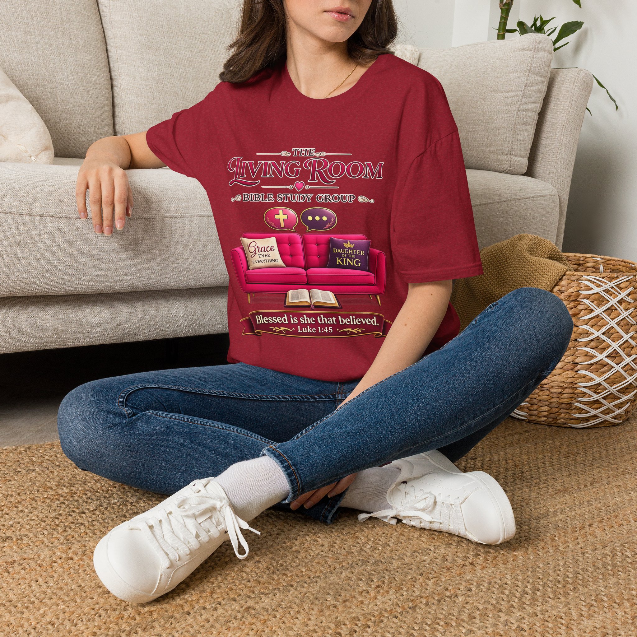 SHE BELIEVED - Living Room Bible Study Group T-Shirt - Image 91