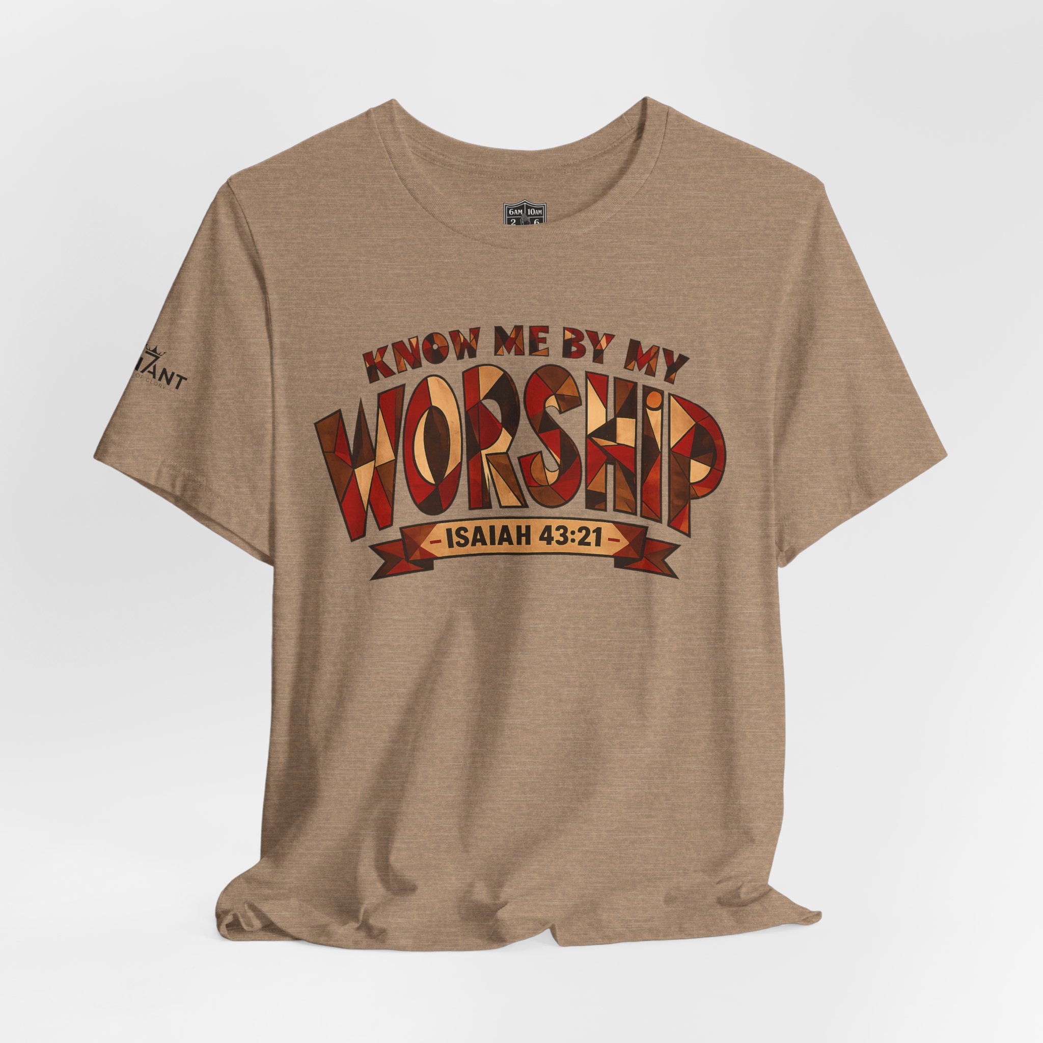 ABSTRACT DESIGNER LETTERING: Know Me By My Worship Isaiah 43:21 T-Shirt - Image 4