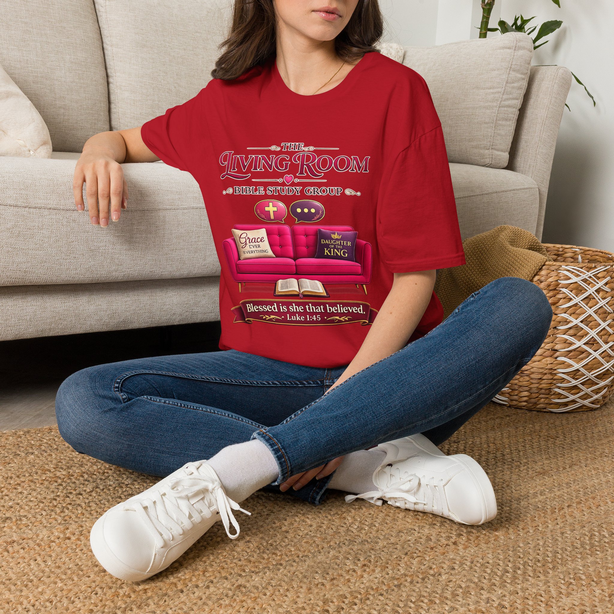 SHE BELIEVED - Living Room Bible Study Group T-Shirt - Image 94