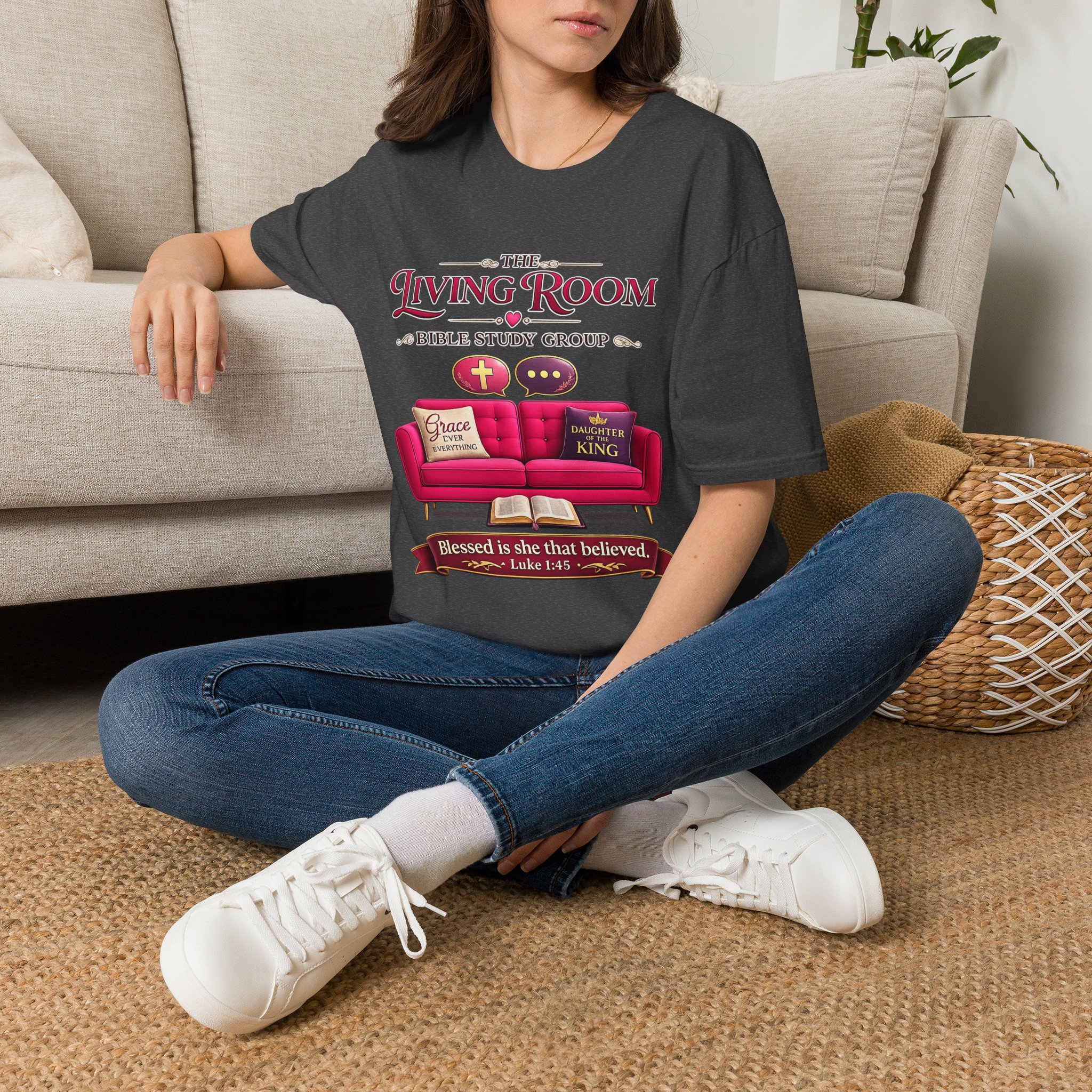 SHE BELIEVED - Living Room Bible Study Group T-Shirt - Image 45