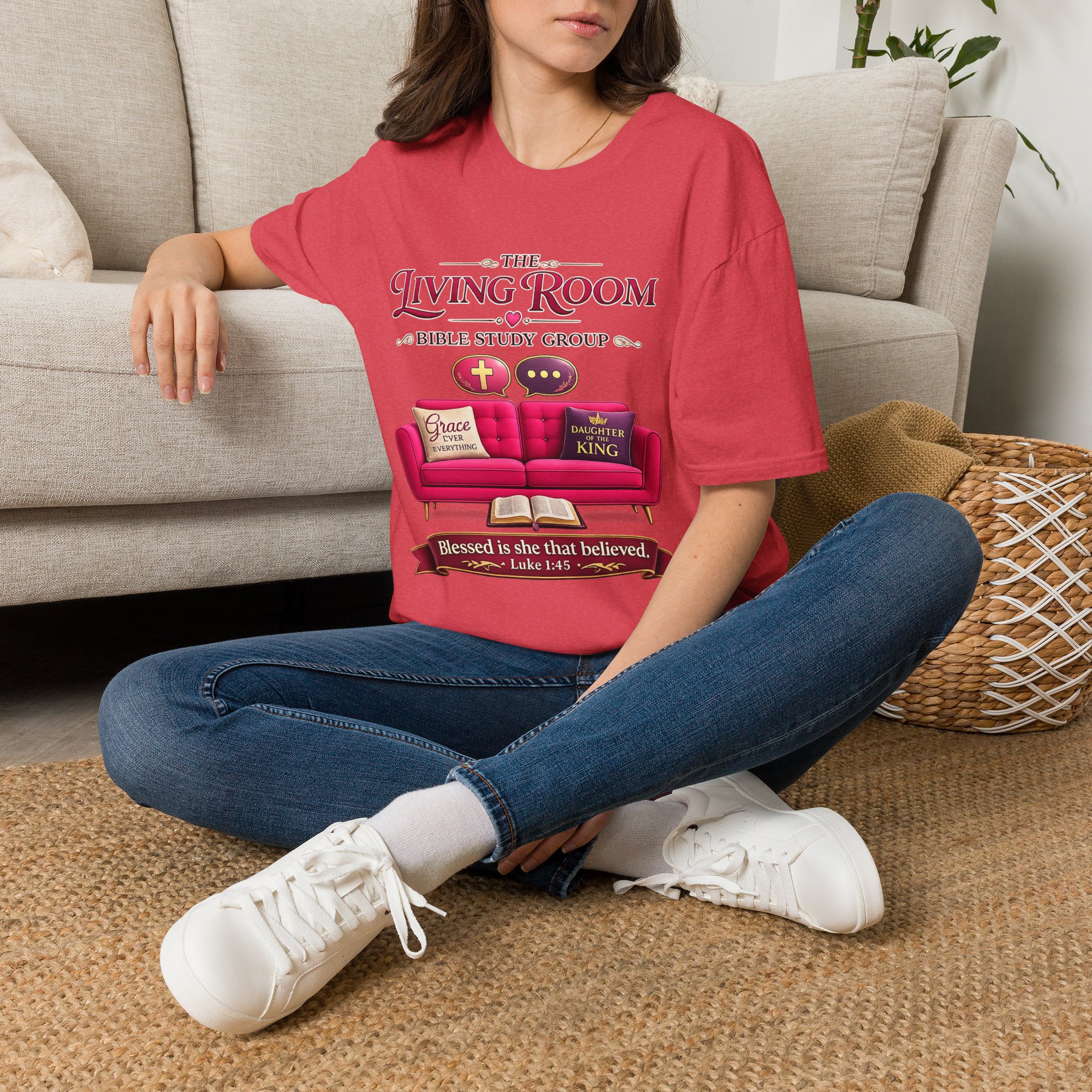 SHE BELIEVED - Living Room Bible Study Group T-Shirt - Image 83