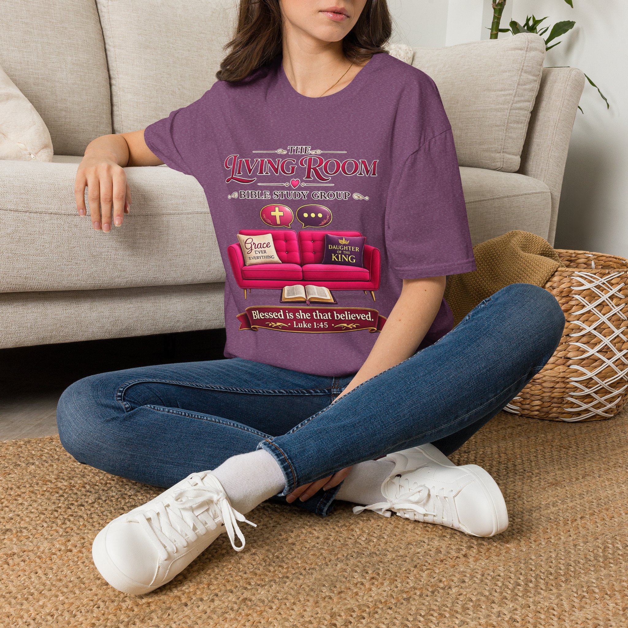 SHE BELIEVED - Living Room Bible Study Group T-Shirt - Image 79
