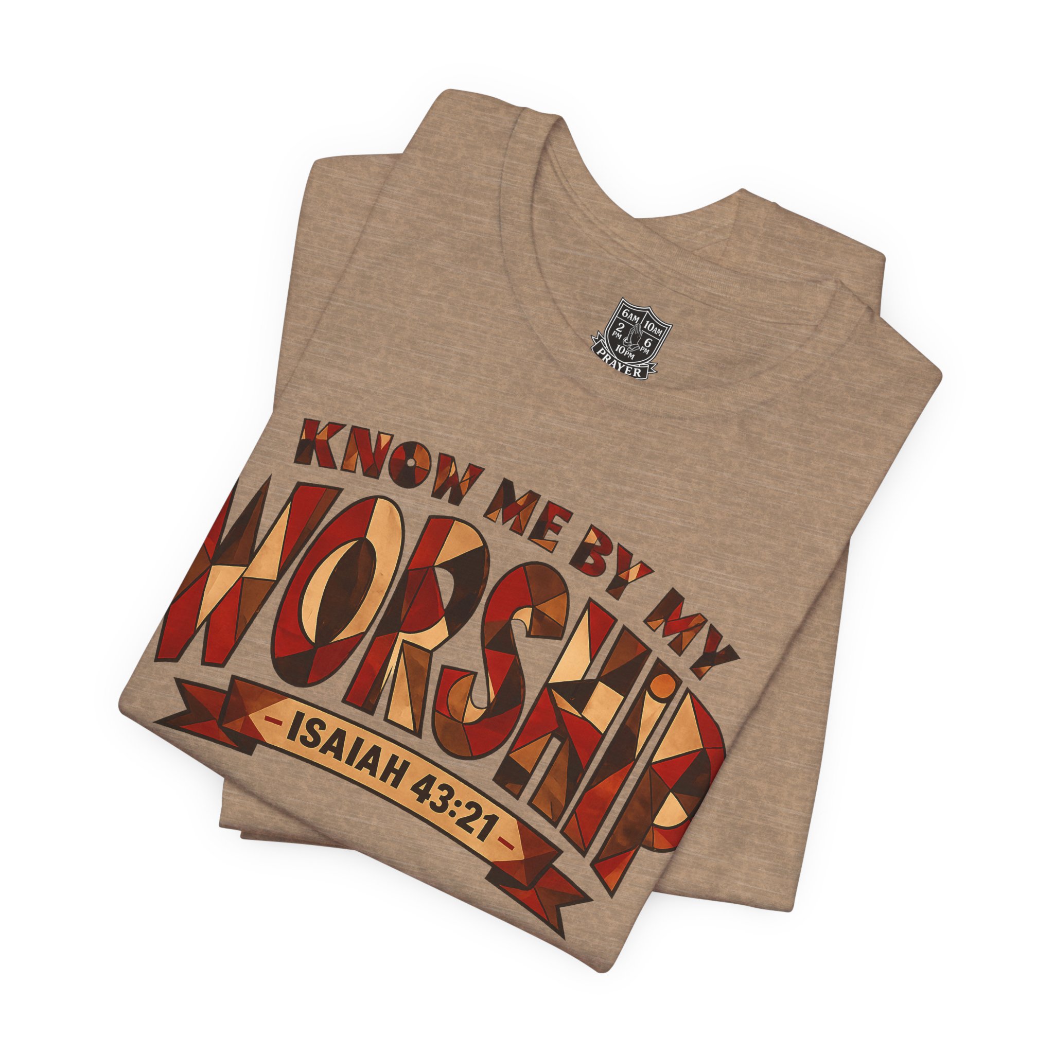 ABSTRACT DESIGNER LETTERING: Know Me By My Worship Isaiah 43:21 T-Shirt - Image 3