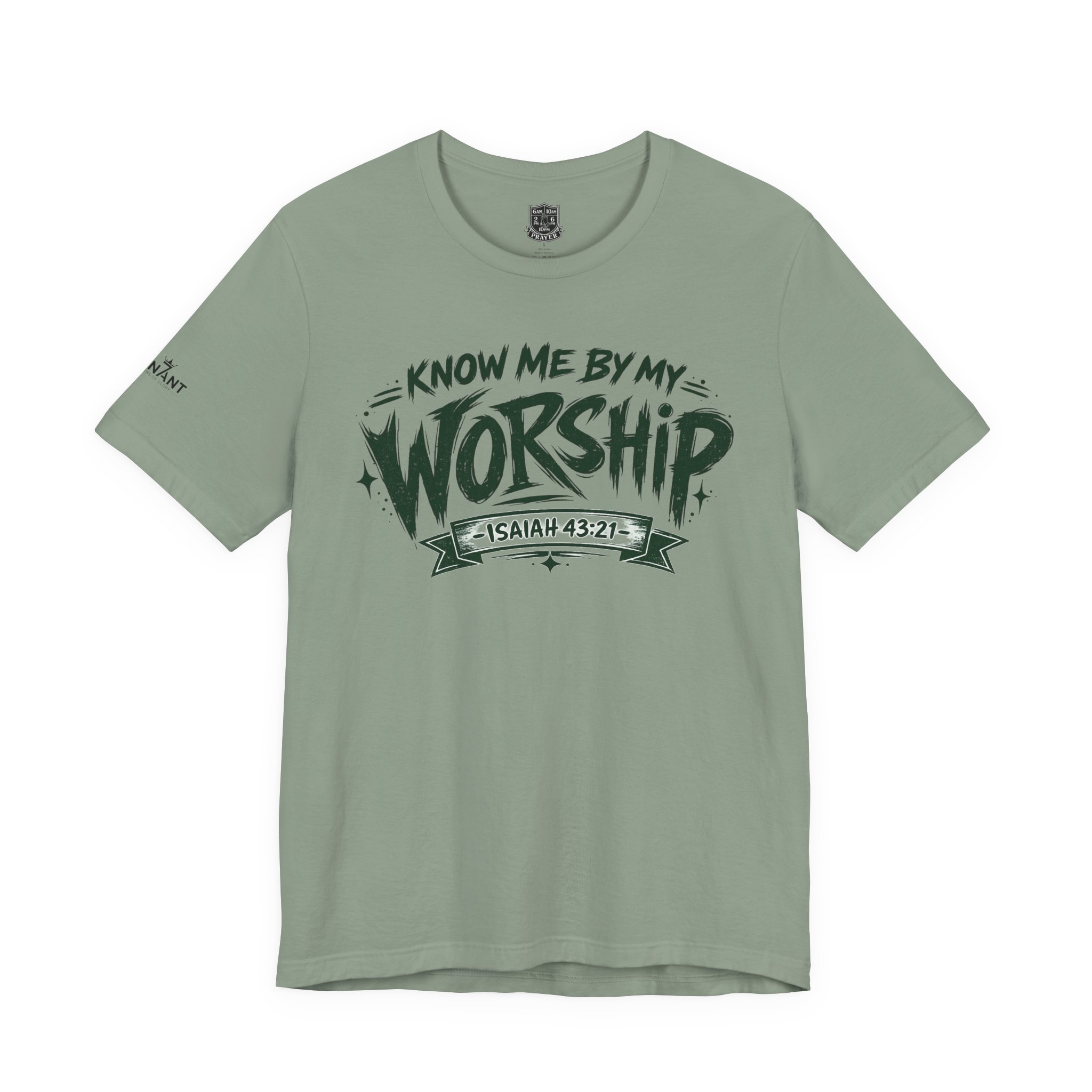 CUSTOM GREEN LETTERING Know Me By My Worship T-Shirt — Isaiah 43:2 Christian Tee - Image 5