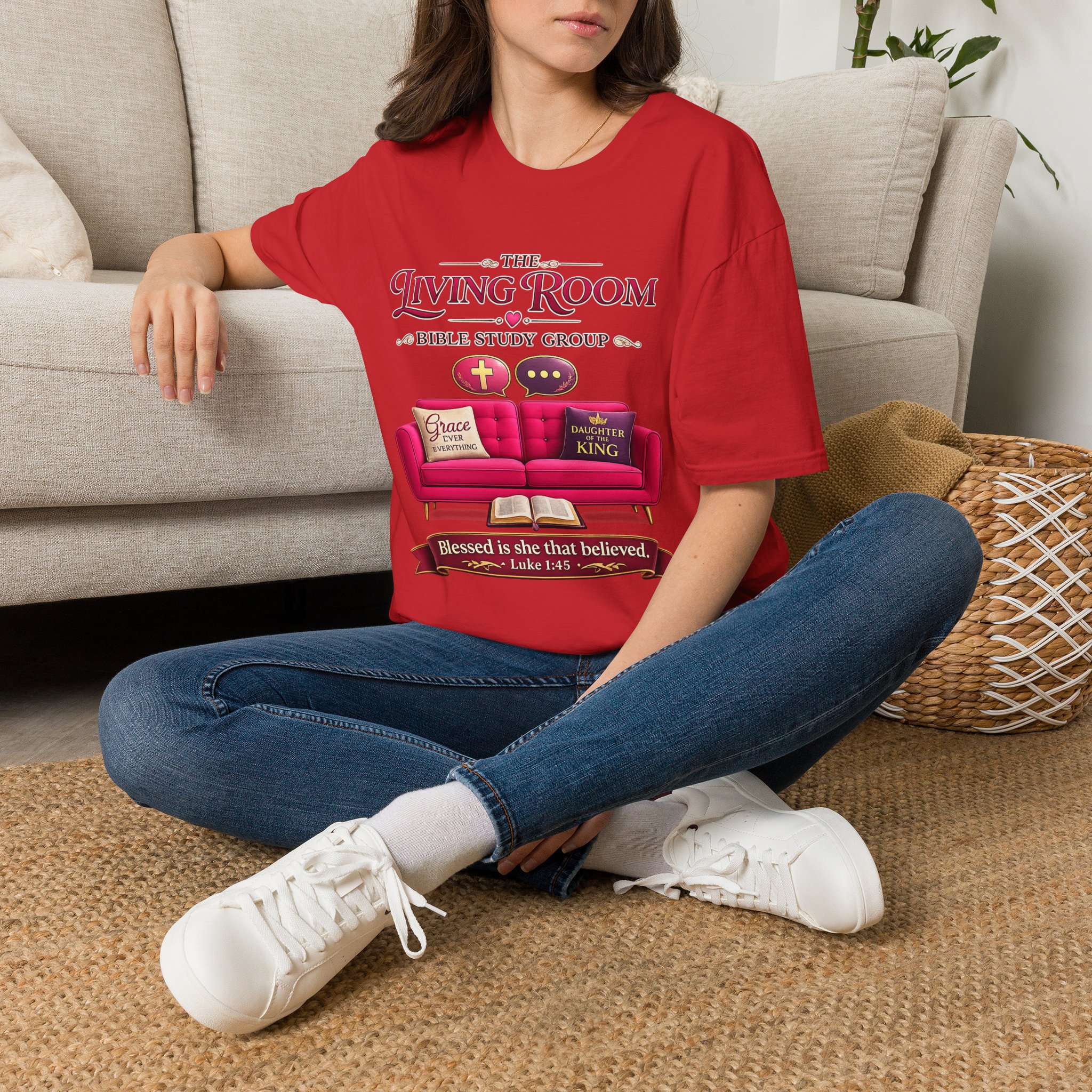 SHE BELIEVED - Living Room Bible Study Group T-Shirt - Image 87