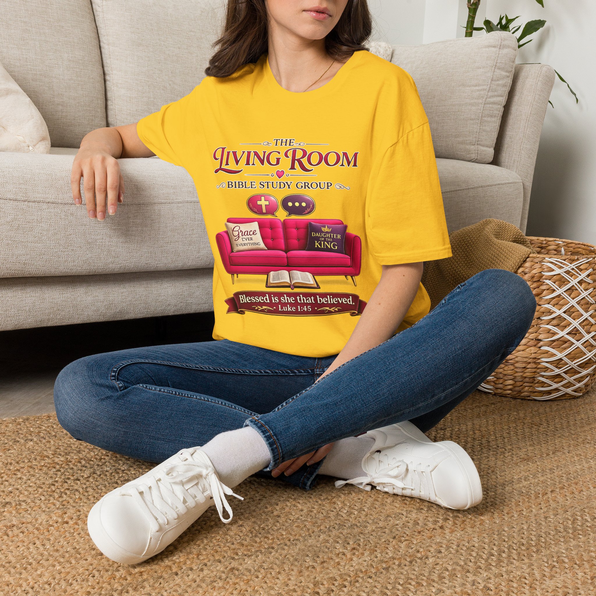 SHE BELIEVED - Living Room Bible Study Group T-Shirt - Image 25